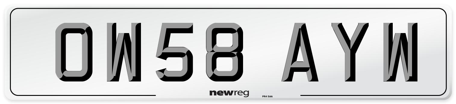 OW58 AYW Number Plate from New Reg